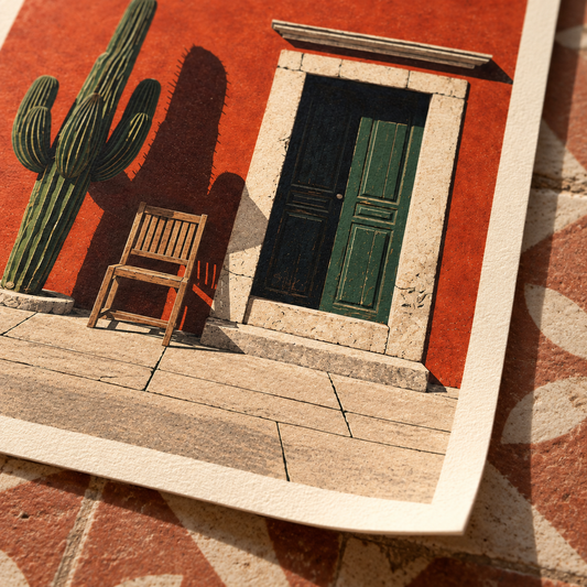 Close-up of the 200gsm uncoated matte paper, curled to show its thickness and texture