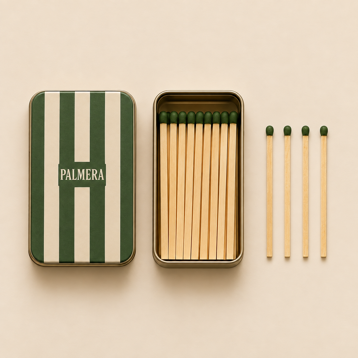 Palmera striped match tin, alternative view