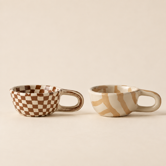 Hand-painted ceramic coffee cup, alternative view