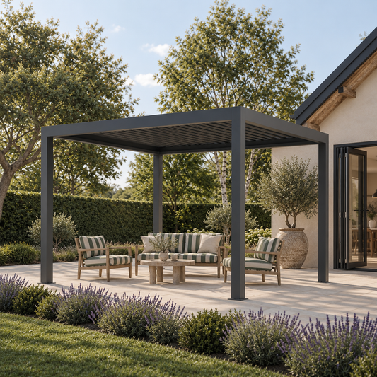 Palmera Luxe 3x4m freestanding aluminium pergola with adjustable louvred roof