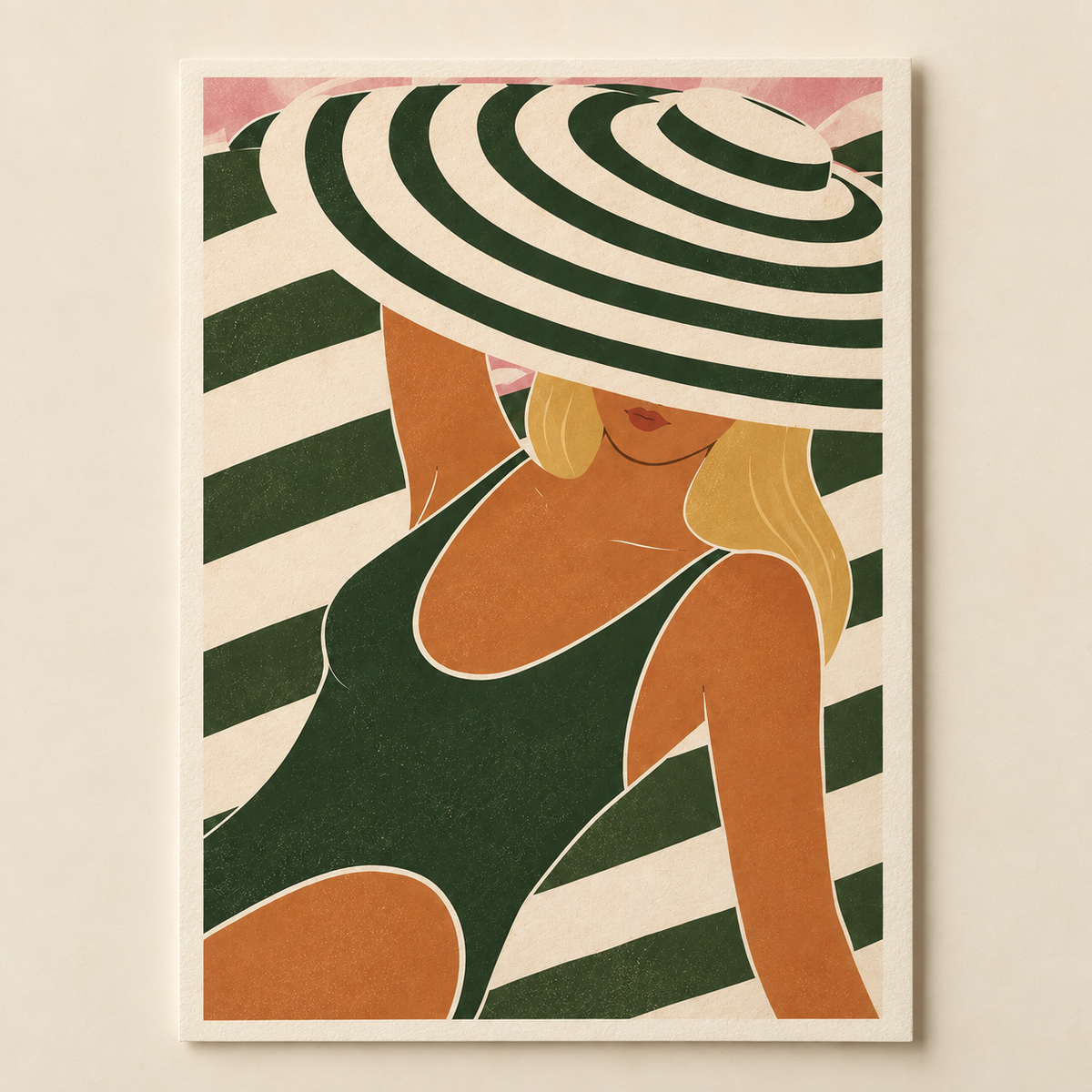 Sunhat Portrait art print shown unframed on a plain background