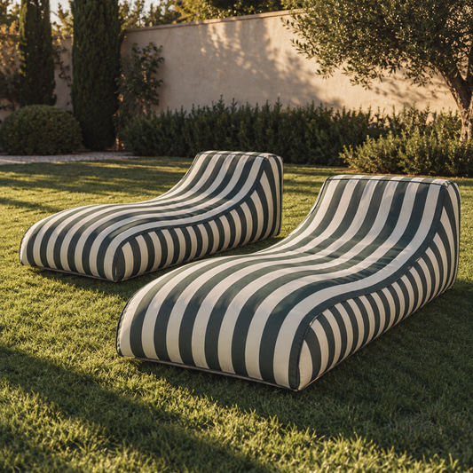 The Capri striped canvas garden and pool lounger