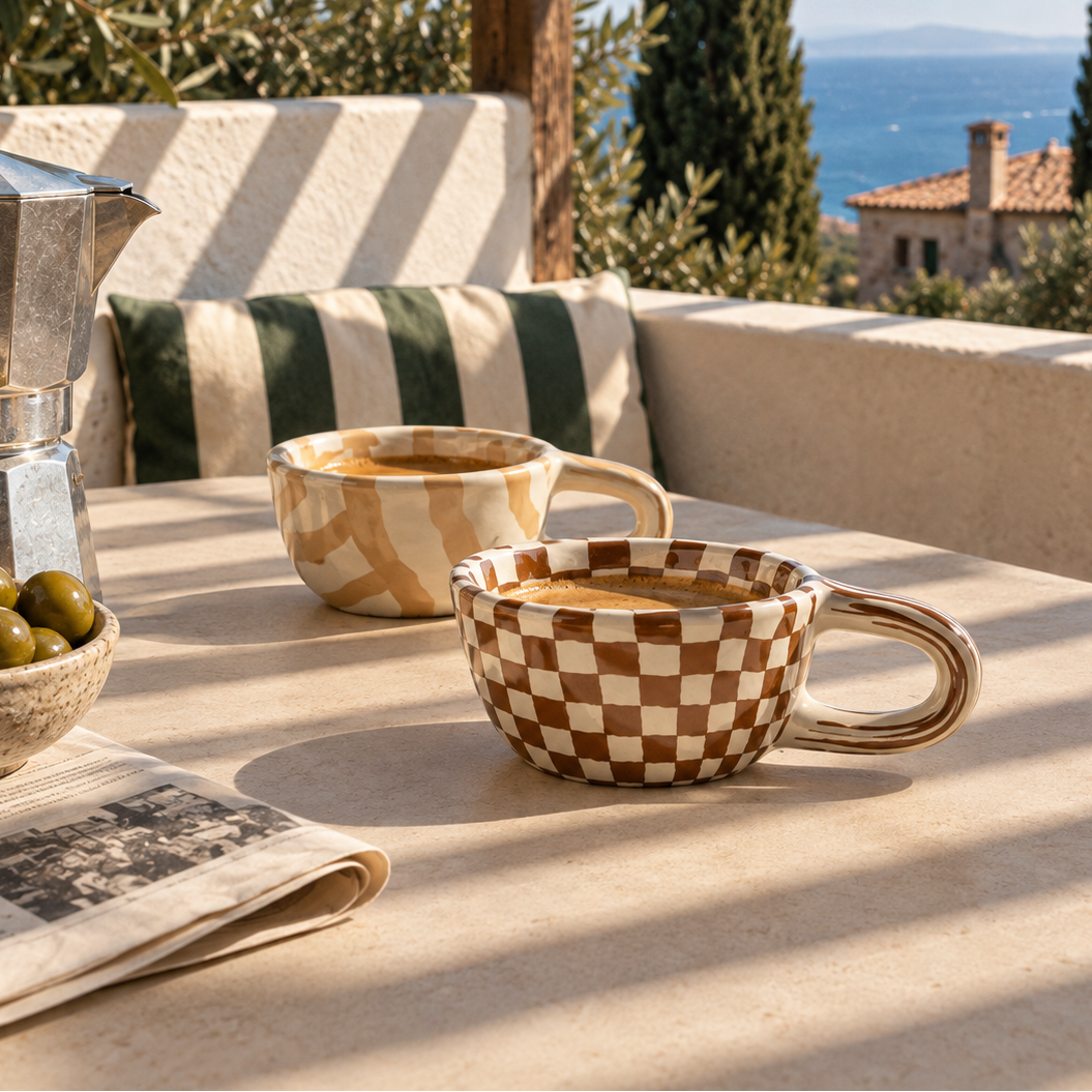 Hand-painted ceramic coffee cup