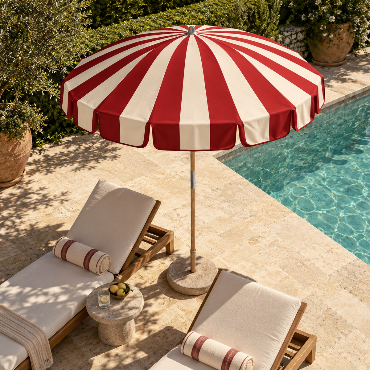 The Amalfi striped garden parasol, alternative view