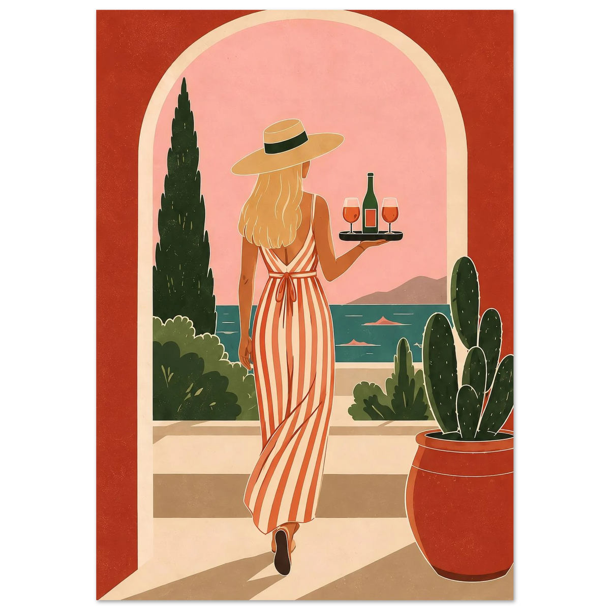 Wine Terrace art print, full artwork