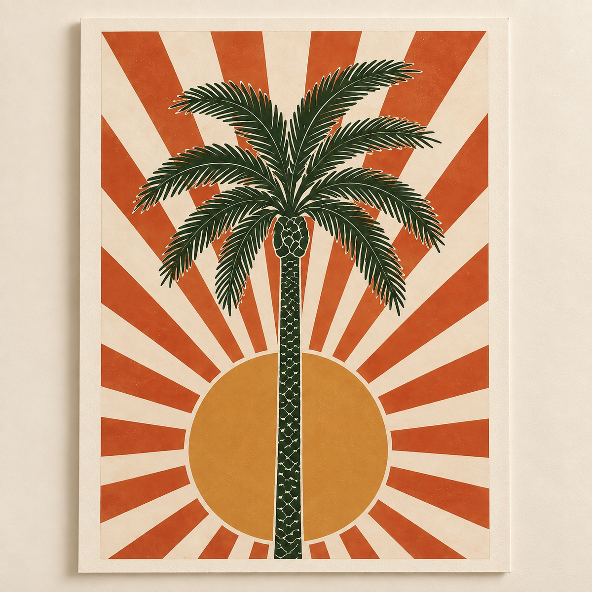 Palm Sunburst art print shown unframed on a plain background